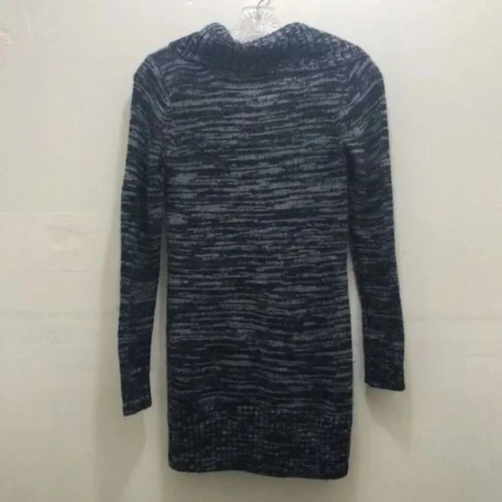 AB Studio XS Black Gray Cowl Neck Long‎ Sleeve Sweater Dress Knit Mini